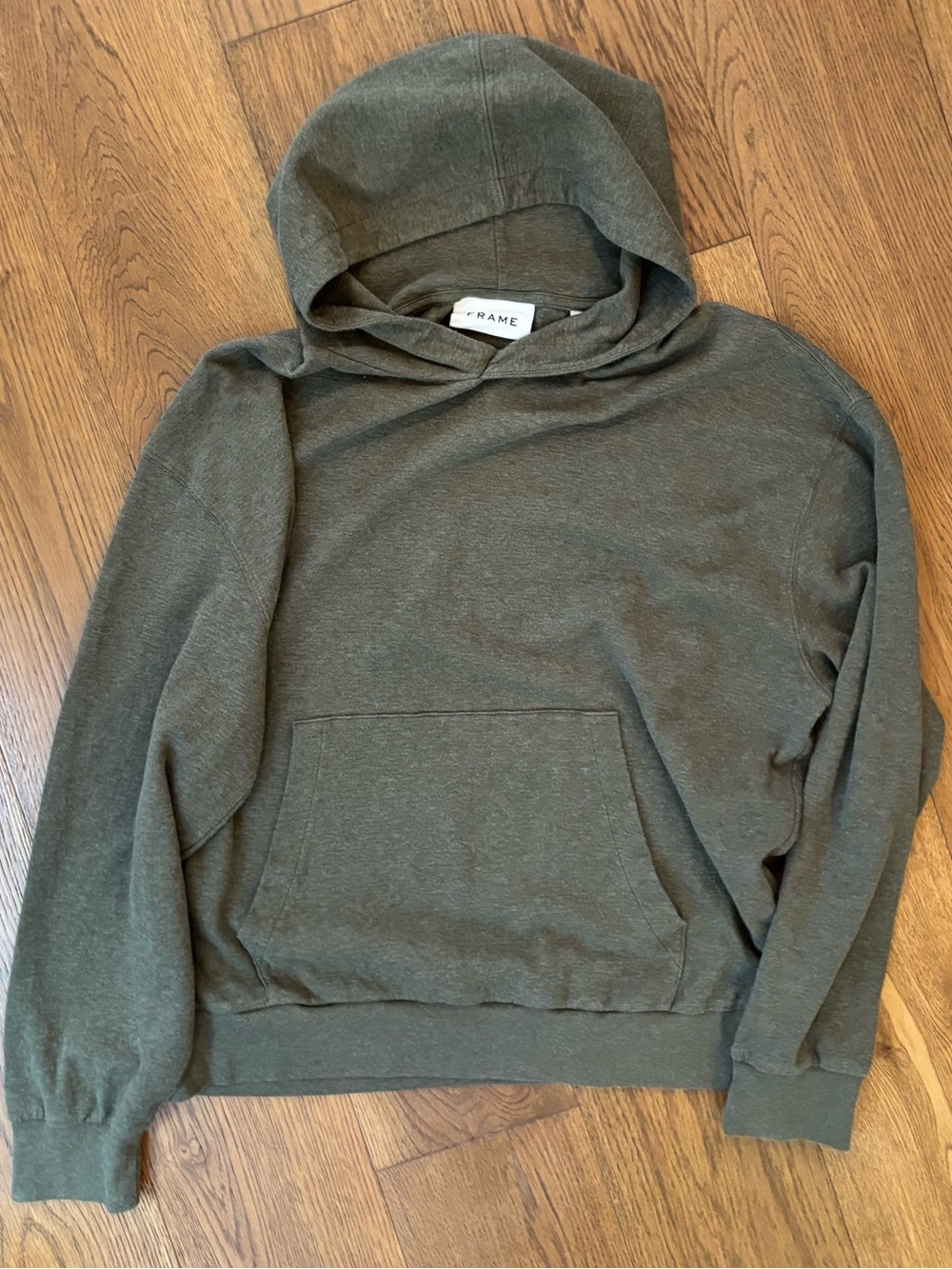 Frame Denim Men's Hooded Pullover Sweater Army Green 100% Cotton